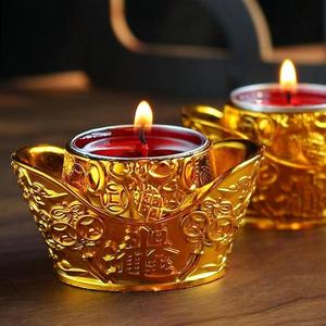 金元宝酥油蜡烛供灯礼佛供奉寺庙家用无烟烛台3小时铝壳煮茶香薰