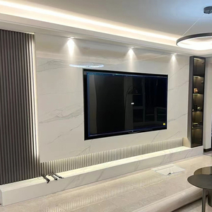新款岩板电视背景墙现代简约客厅悬空大理石电视墙影视墙装饰定制