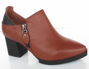 青岛孚德正品新款高跟尖头真皮女鞋透气厚底简约单鞋q57825