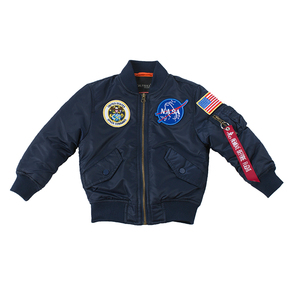 美国NASA秋冬季加厚飞行员MA-1棉服儿童外套男女小中大棒球服潮牌