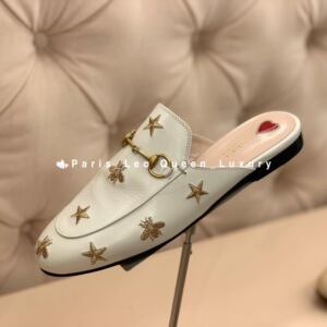 代购 gucci/古驰 22新款 铜扣马衔扣 蜜蜂刺绣穆勒鞋女士半拖鞋