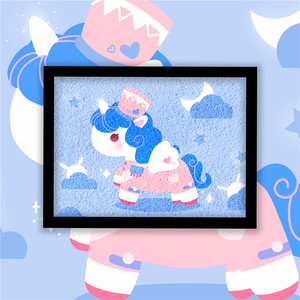 新品多款可爱独角兽纸浆画材料包梦幻小马学生儿童彩泥填充画礼物