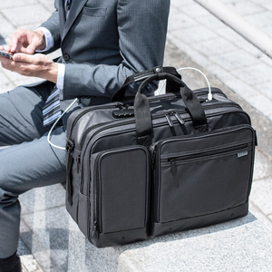 日本SANWA大容量电脑包背包多功能防水公文包横款男式商务手提包