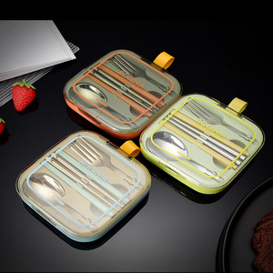 创意不锈钢便携折叠餐具户外露营餐具学生勺叉筷餐具套装礼品