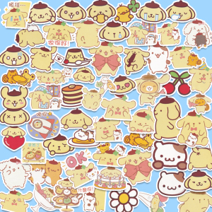 100张卡通布丁狗贴纸可爱ins大耳狗三丽鸥手帐防水装饰小图案手账