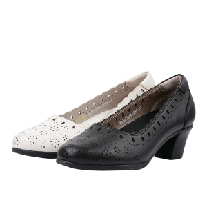 雅乐士女鞋春夏款镂空透气舒适气垫耐磨中跟缝制女单皮鞋wk20303