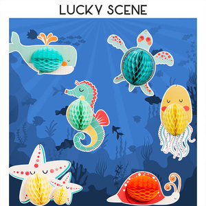 【吉祥道具】海洋主题生日派对蜂窝球挂饰儿童幼儿园橱窗展示装饰