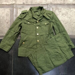 老式库存87式夏季的确良常服套装 长袖薄款怀旧军训服装收藏