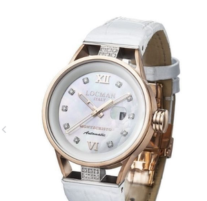 原装洛克曼Locman 女士机械手表不锈钢珍珠水晶蓝宝石44mm