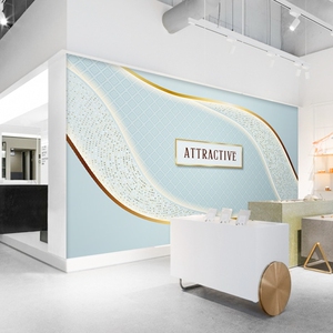 美发店专用墙纸形象墙装修美容院背景logo前台现代简约轻奢风墙布