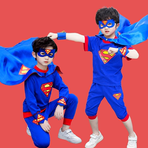 超人衣服儿童套装小孩帅气酷炫角色扮演cos棉走秀潮服圣诞节服装
