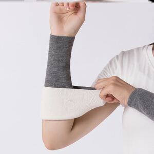 老人冬天护胳膊肩手臂套保暖防风袖套春秋厚款黑色内搭假袖子男女