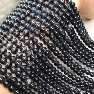 猫眼石散珠 天然黑色猫眼石半成品长链 女款手工材料 diy饰品配件