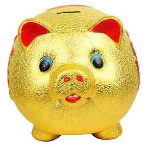 名桥装饰摆设电视柜酒柜摆件存钱罐储蓄罐陶瓷金猪小猪仔金色大储