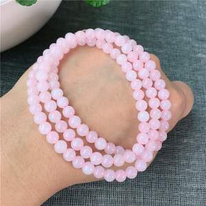 正品天然缅甸翡翠a货冰种粉紫罗兰色圆珠卡6mm项链翡翠珠链手链女