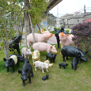 玻璃钢仿真大黑猪模型卡通动物户外微景观装饰品摆件花园庭院雕塑