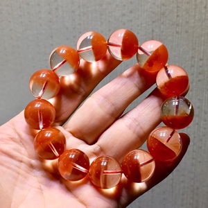 c1207061号红水晶聚宝盆手链手串96克17mm色红体好招财男女款礼物