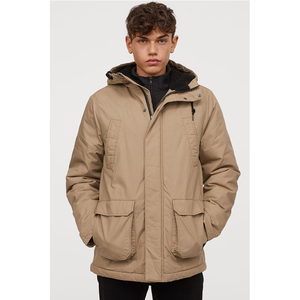 h&m专柜正品 hm男装新款百搭休闲保暖夹薄棉派克大衣外套0495884