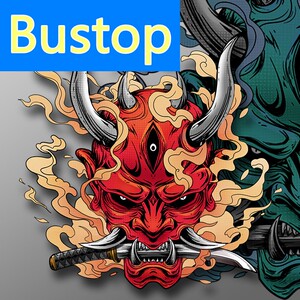 日系鬼武士车贴般若鬼武者面具贴纸和风电动车摩托车划痕贴