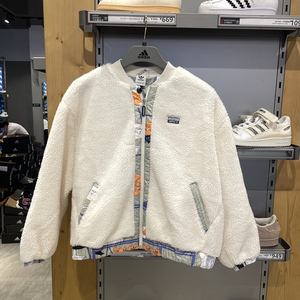 Adidas/三叶草 女式 羊羔绒拼接运动休闲立领保暖夹克外套 GN9081