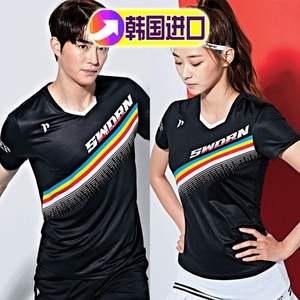 pgnc韩国代购佩吉酷羽毛球服 运动套装短袖短裙 男女速干v领球衣