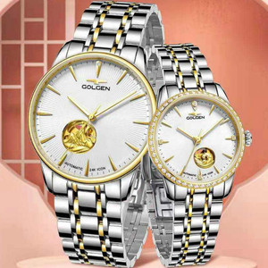 2021新款古尊手表男士时尚全自动机械表镂空情侣金表防水女表6818