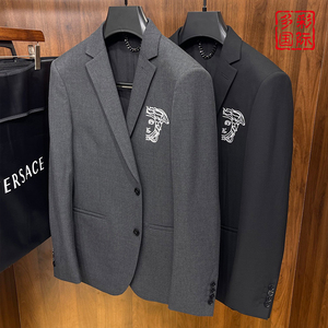 versace/范思哲新款刺绣西装外套男装美杜莎羊毛混纺修身休闲西服
