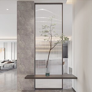 家用设计轻奢隔断墙新中式超白长虹玻璃卫生间客厅遮挡不锈刚屏风