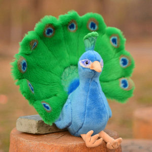 仿真孔雀毛绒玩具公仔玩偶 peacock 孔雀开屏 peafowl 节日礼品