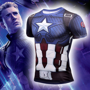 复联4美国队长衣服复仇者联盟4周边cos同款鱼鳞战衣漫威短袖t恤男