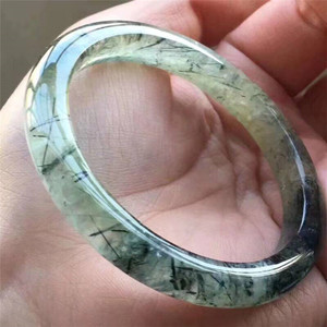 天然绿发晶手镯 复古圆条手镯 细条手镯 绿水晶手镯 招财旺夫