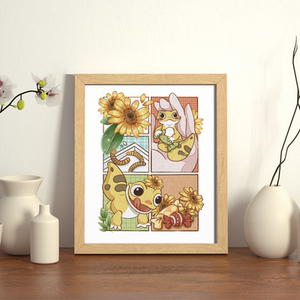 豹纹守宫爬宠周边装饰画含实木相框