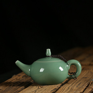 陶瓷龙泉功夫茶具青瓷名师 吕建忠朱砂胎纯手工壶单壶梅子青茶壶