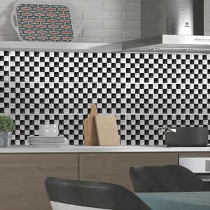黑白马赛克瓷砖贴diy拼接装饰墙贴新款防水防油壁纸格子厨房卧室