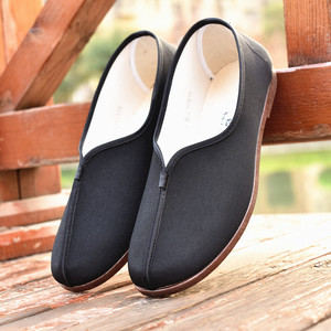 老北京布鞋男鞋中国风复古一脚蹬老头鞋功夫鞋圆口元口洒鞋爷爷鞋