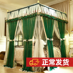加密公主落地蚊帐双层方顶三开门网红宫廷婚庆双人家用1.5/1.8m床