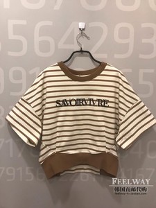 韩国代购女装2021新款夏款 system 圆领条纹t恤 sy2c3-tto030w