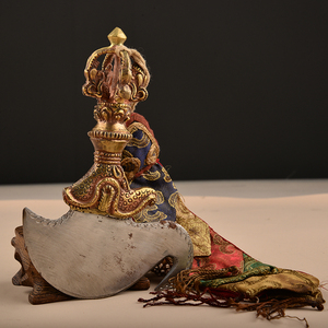 尼泊尔手工纯铜钺刀金刚杵金刚斧降魔杵佛教用品月刀带流苏做旧