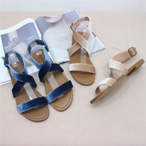 限时包邮 外贸原单 高品质天鹅绒交叉带大码平