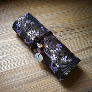 英子手作西阵织笔帘卷帘5支装笔袋便携高档钢笔收纳包手工定制