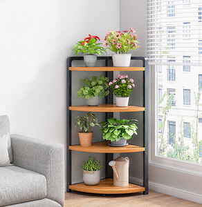 墙角花架多层多功能铁艺圆弧家用拐角三角形花盆架室内多肉架子