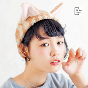 日本订单可爱猫耳朵发箍女生洗脸束带发巾橘猫学生刘海卖萌敷面膜
