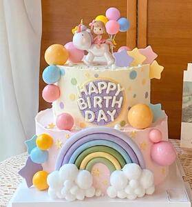 上海网红粉色独角兽女孩子儿童小姑娘女宝宝周岁满月生日蛋糕派送