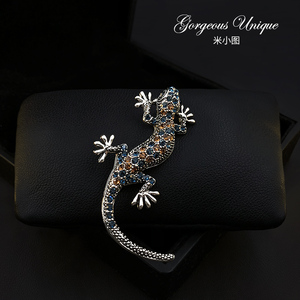 1388 必福 生动精致复古小壁虎胸针男女款动物别针气质衣服配饰