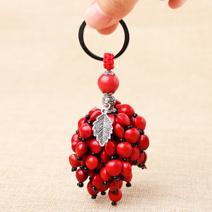 红心菩提相思红豆血菩提汽车钥匙扣挂件创意情侣男女钥匙配件挂饰