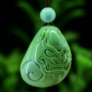 2021湖北竹山恒艺绿松石行原矿无优化高瓷传统貔貅原创雕刻件吊坠