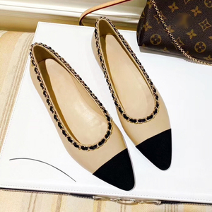 小香风尖头单鞋女软面舒适平底仙女软底百搭2020秋款粗跟平跟鞋cl