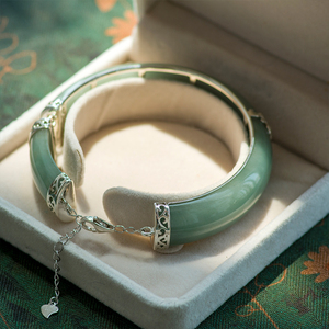 翡翠玉镯维修改款18k金包金925银包边维护图案设计缅甸天然手镯a