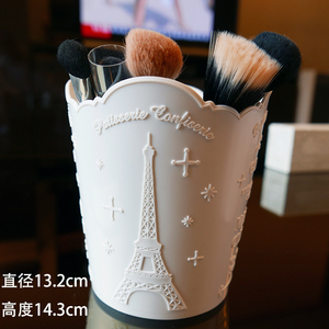 日本大创Daiso 浮雕 可爱日系纯白 粉色 桌面化妆品收纳盒 圆形
