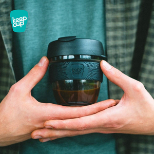 澳洲keepcup咖啡杯拼色硅胶彩环防烫玻璃户外带盖情侣便携随手杯